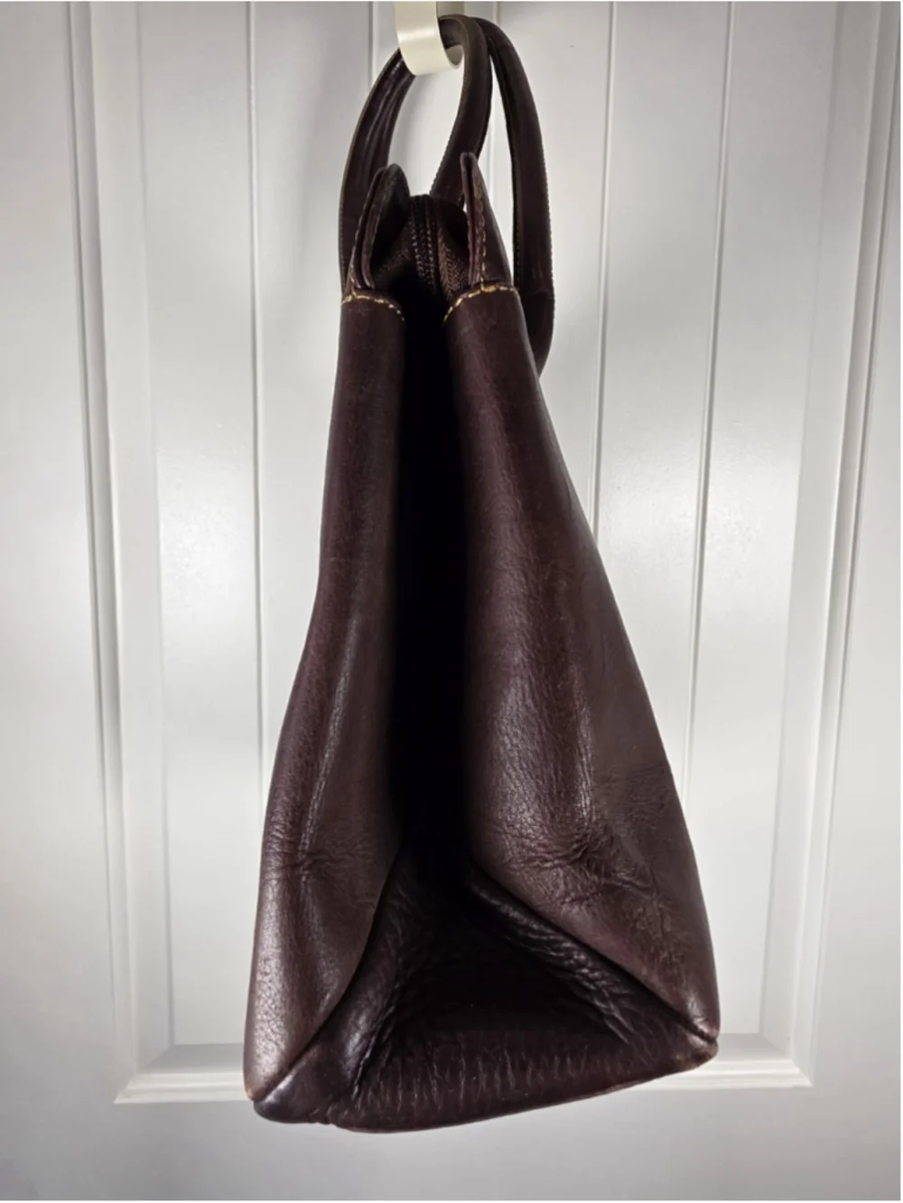 D'Luciano Brown Leather Shoulder Bag Tote Purse Pebbled Leather Classic Staple